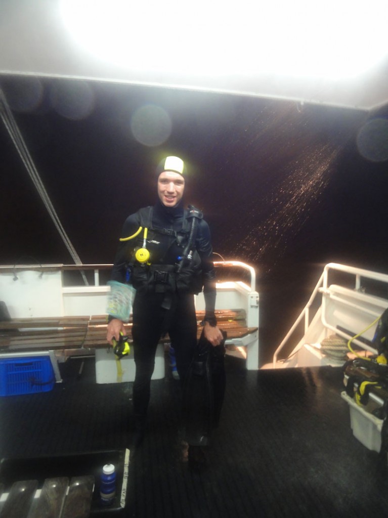 About to start a stormy night dive