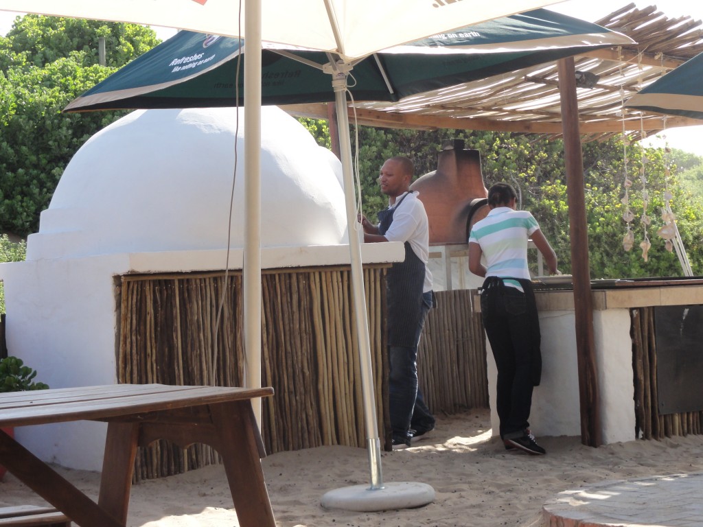 Outdoor pizza oven at the Sedgefield beach bar