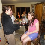 Noz blowing out her birthday candles