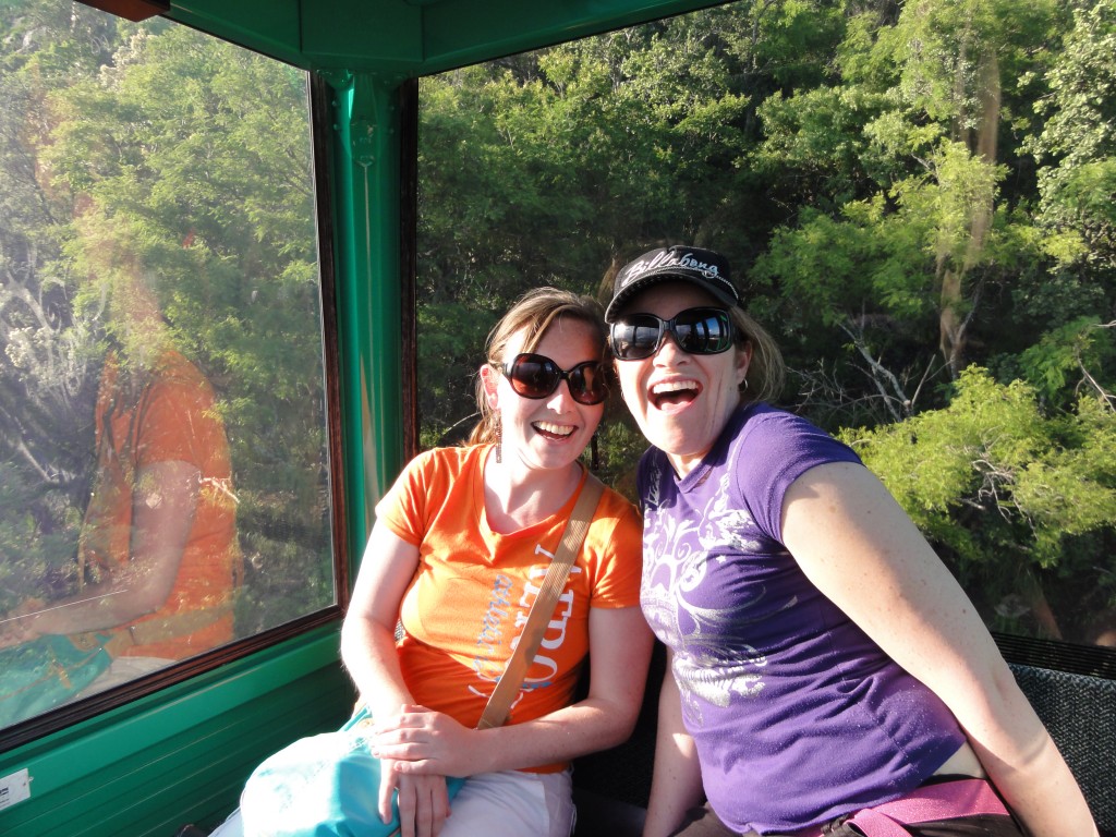 Shammy and Noz on the Hartbeespoort cableway