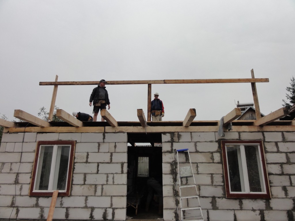 Work on the pitched roof begins
