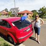 Noz and her car (with the personalised number plate!)