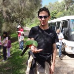 Feeding a parrot