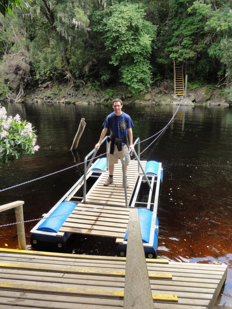 Crossing the river by pontoon