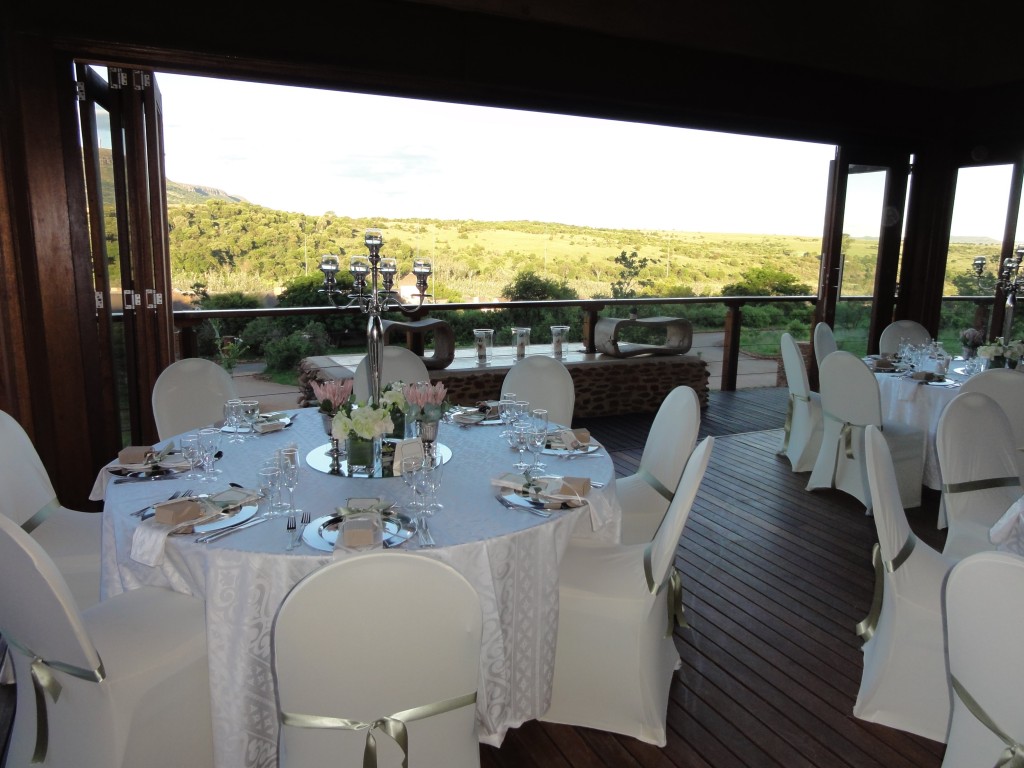 Tables laid for the wedding breakfast