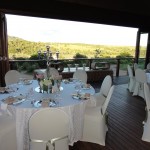 Tables laid for the wedding breakfast