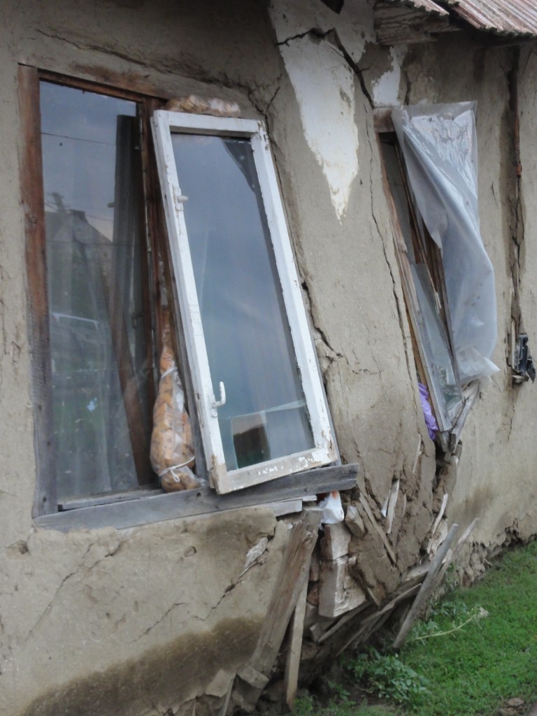 Damage to the wall of the old house