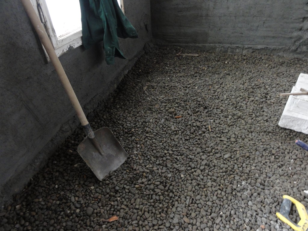 The base of the floor is laid