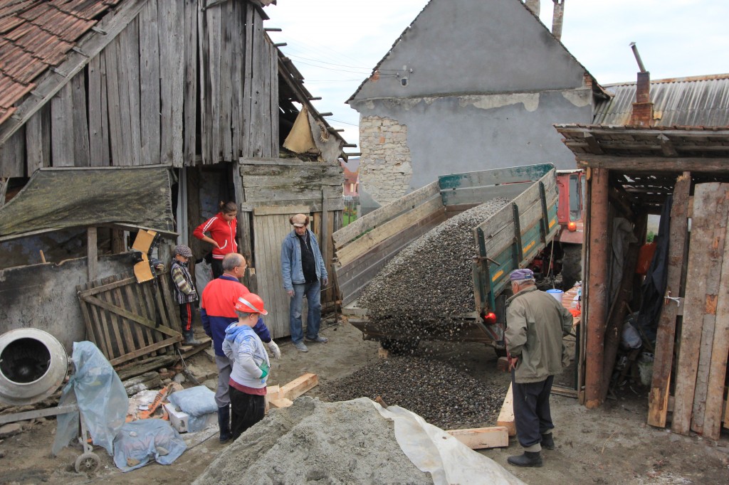 Stones being delivered for the floor