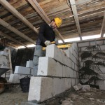 Stuart finishing the internal walls
