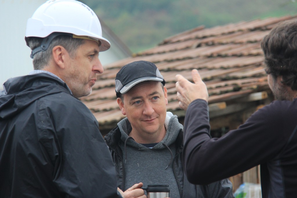 Martin, Richard and Stuart discuss progress over a coffee