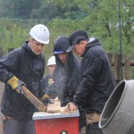 Cutting wood for the roof