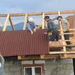 The first panel is attached to the roof