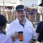 Richard discusses the project over coffee