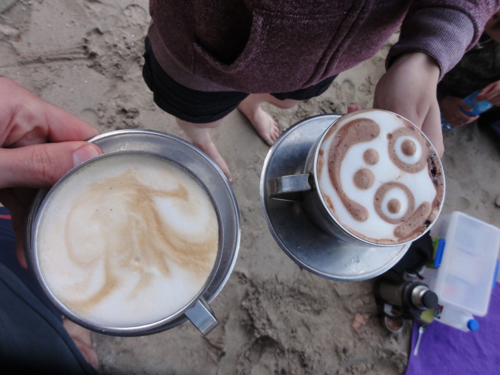 Hot drinks on the beach